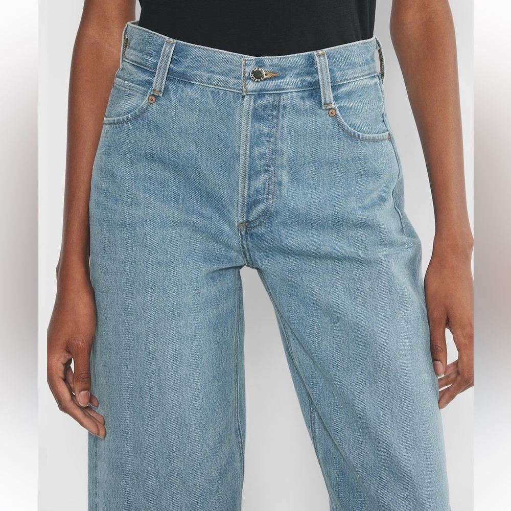 Aritzia Denim Forum 90s Low Rise Barrel Button Fly Cotton Blue Jeans Size 28 - Picture 5 of 16
